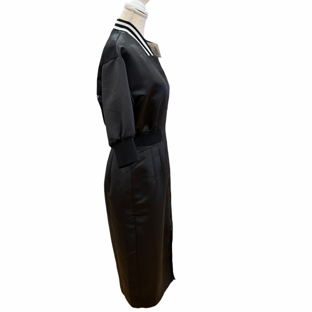 MO&Co. NWT Black Varsity Midi Dress Tiger Graphic Dare To Be Zip Front Size M - Picture 3 of 14
